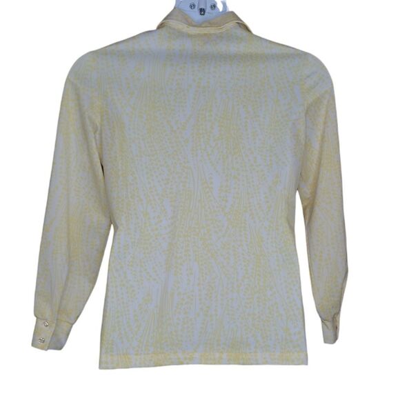 VINTAGE‎ 70s yellow tiny floral pointed disco collar button up shirt M - Picture 3 of 9